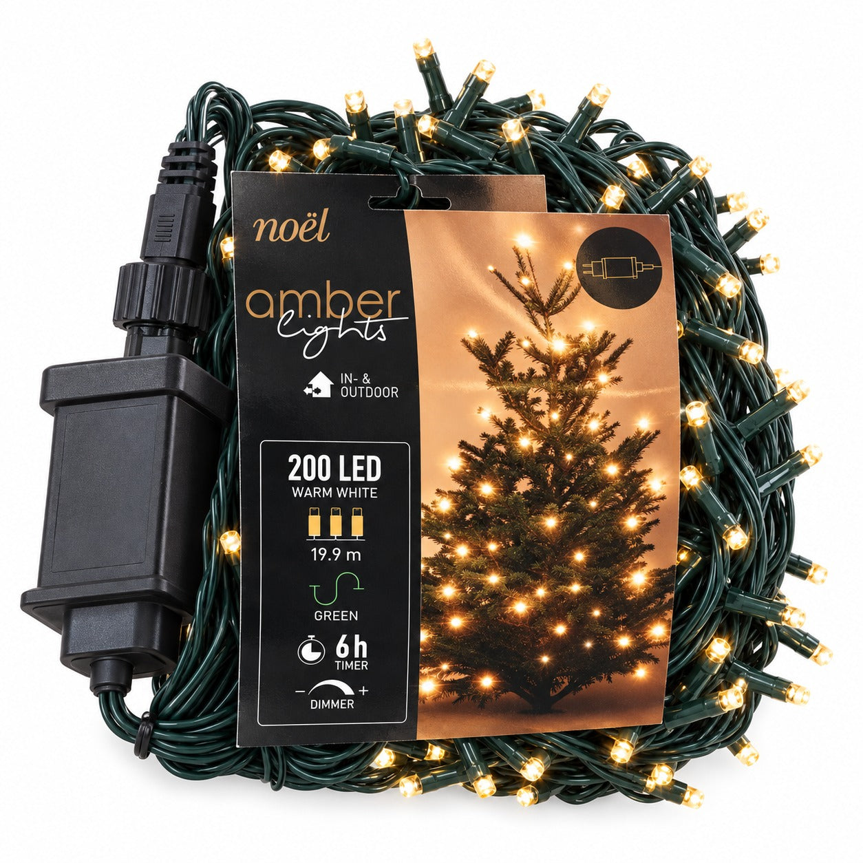 Noël Amber Lights 200 LED Warm White Christmas Lights – 19.9 m